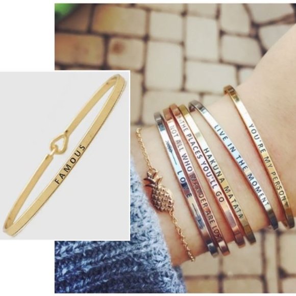POSH CHRONICLES Jewelry - *3!for $25 - FAMOUS ENGRAVED BANGLE GOLD BRACELET